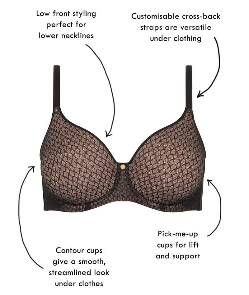 Berlei Lift & Shape T-Shirt Mesh Bra - Black - Curvy Bras