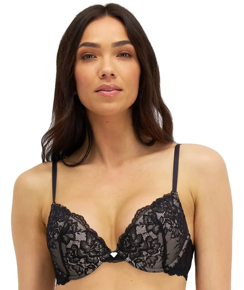 Temple Luxe by Berlei Lace Level 1 Push Up Bra - Black/Nude Bras 