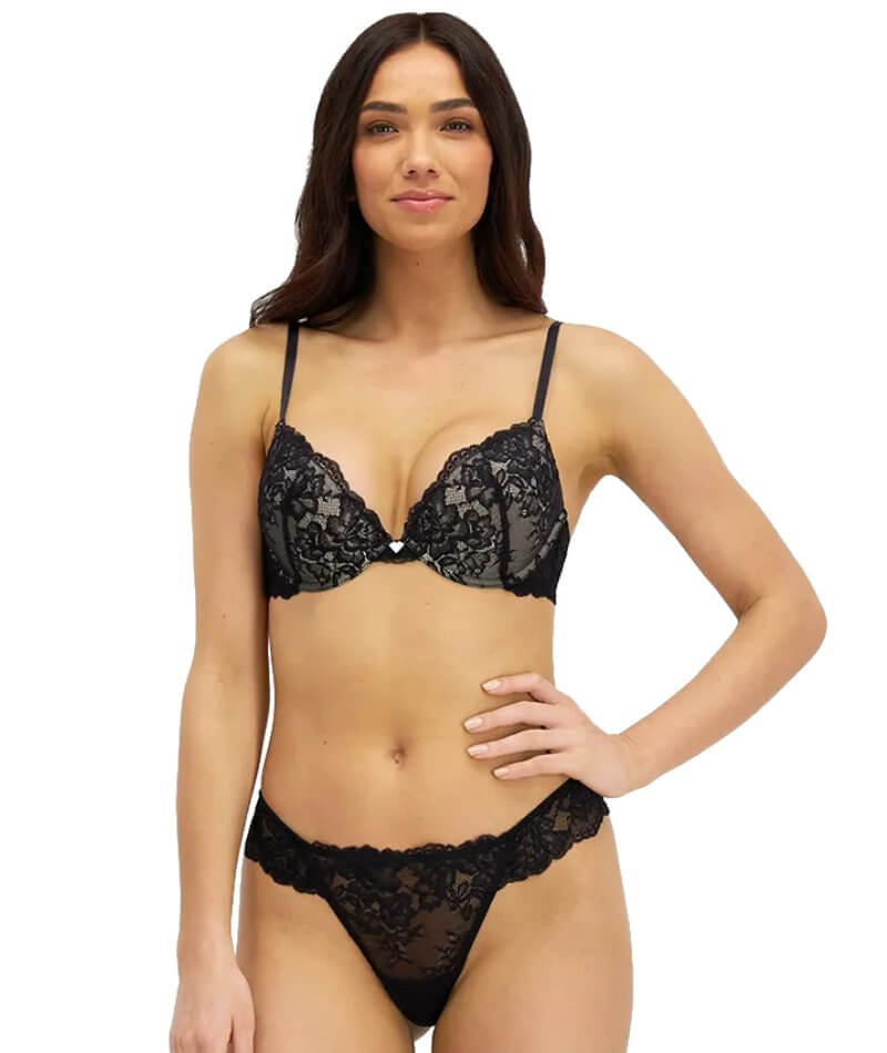 Temple Luxe by Berlei Lace Level 1 Push Up Bra - Black/Nude Bras