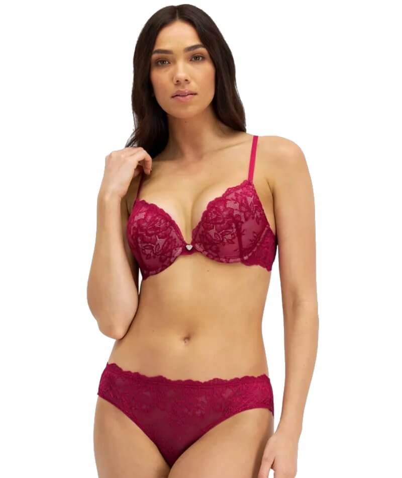 Temple Luxe by Berlei Lace Level 1 Push Up Bra - Persian Red - Curvy Bras