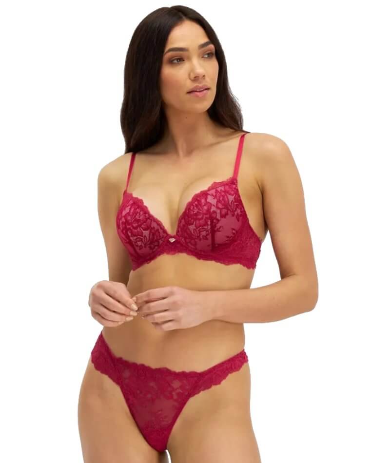 Temple Luxe Lace Push Up Bra, Black, 10A-14DD - Lingerie Red Dot