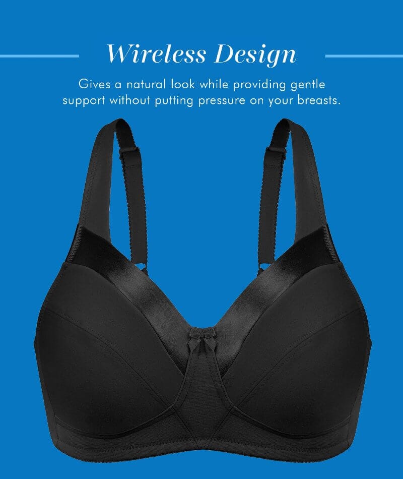 Bestform 9706233 Floral Trim Wireless Cotton Bra with Lightly-Lined Cups,  Sizes 38C-44D