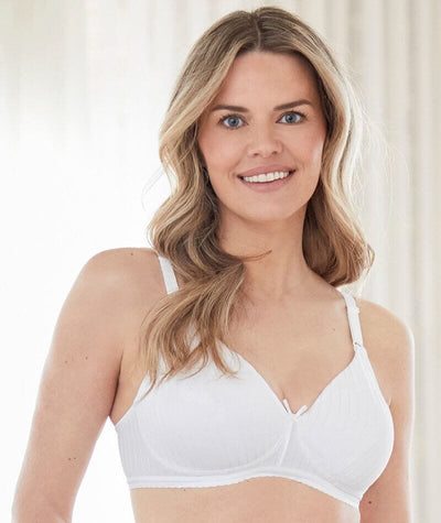 Bestform Striped Wire-free Cotton Bra with Lightly Lined Cups - White Bras