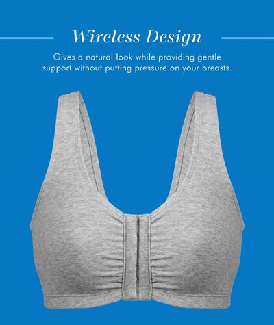 Bestform Unlined Wire-free Cotton Stretch Sports Bra with Front Closure - Heather Grey Bras