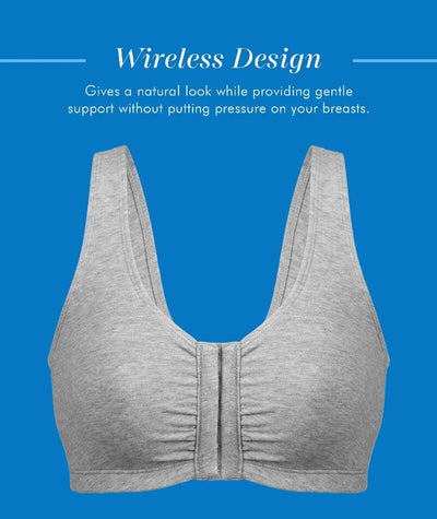 Bestform Unlined Wire-free Cotton Stretch Sports Bra with Front Closure - Heather Grey Bras