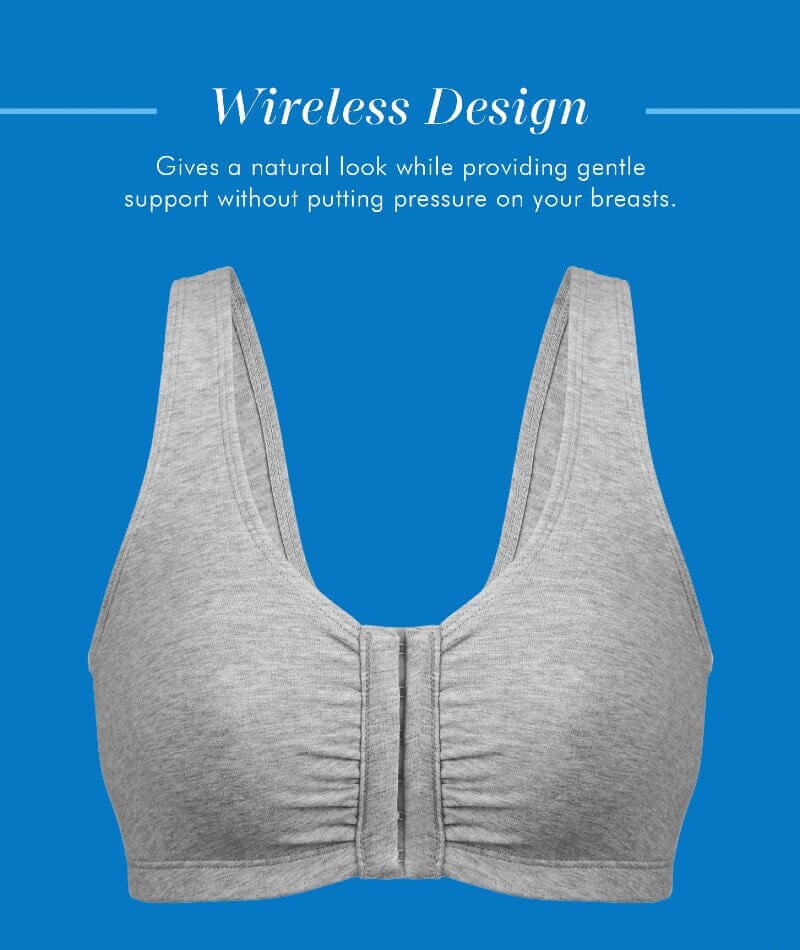 Bestform Unlined Wire-free Cotton Stretch Sports Bra with Front Closur -  Curvy Bras