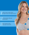 Bestform Unlined Wire-free Cotton Stretch Sports Bra with Front Closure - Heather Grey Bras