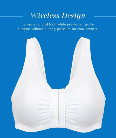 Bestform Unlined Wire-free Cotton Stretch Sports Bra with Front Closure - White Bras