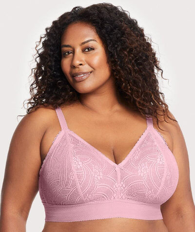 Glamorise Bramour Gramercy Luxe Lace Wire-free Bralette - Mauve - Curvy Bras