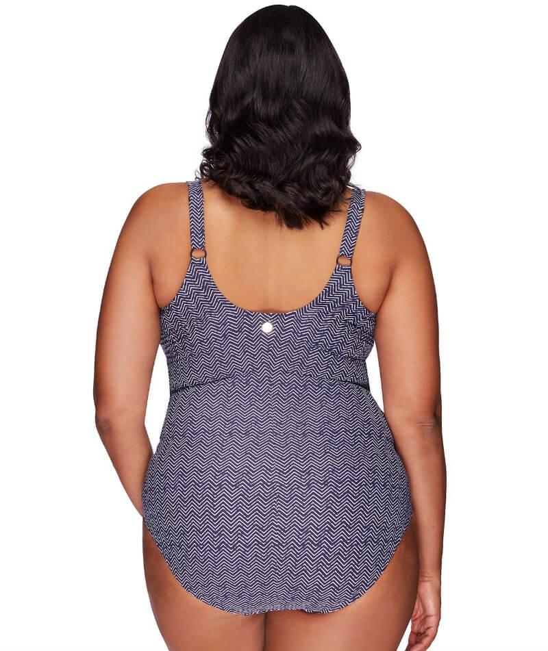 Artesands Zig Zag Delacroix Cross Front D-G Cup One Piece Swimsuit - Navy Swim