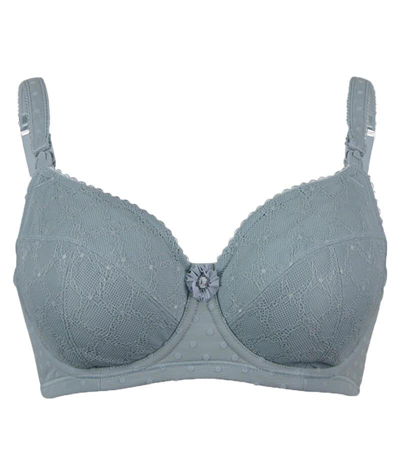 Cake Maternity Frosted Parfait Flexi Wire Balconette Lace Nursing Bra - Ice Grey Bras