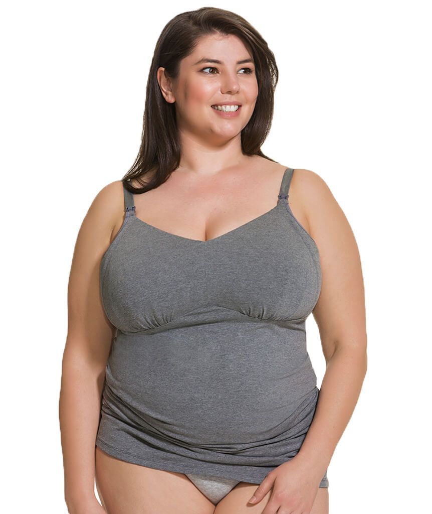 Cake Maternity Ice Cream Cotton E-G Cup Nursing Tank - Heather Grey Sleep / Lounge