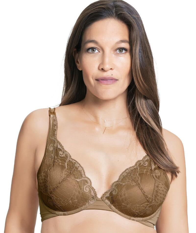Cake Maternity Truffles Moulded Lace Cup Plunge Nursing Bra - Nude Bras 