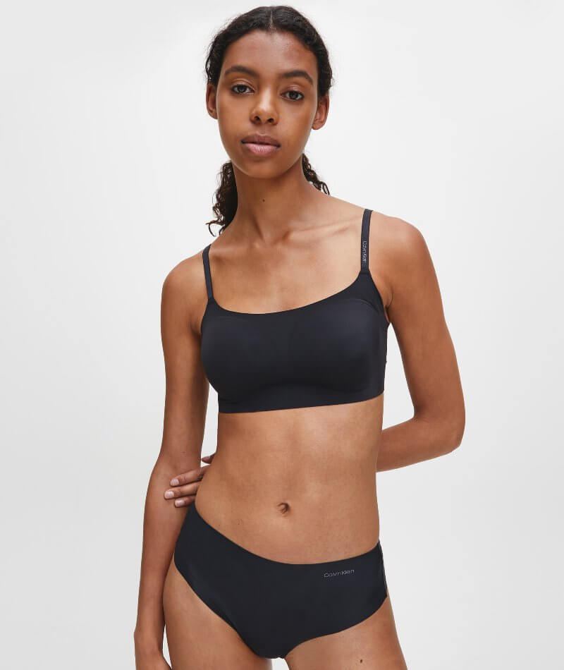 Calvin Klein Invisibles Comfort Lightly Lined Retro Bralette - Black Bras