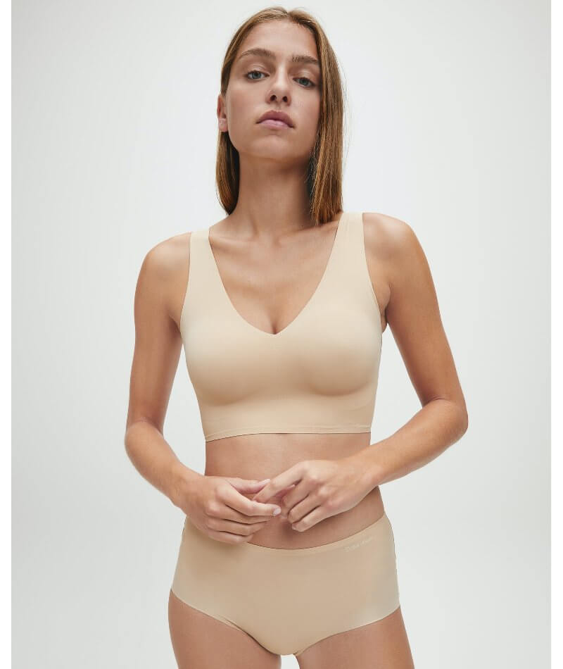 Calvin Klein Invisibles Comfort Lightly Lined V-Neck Bralette - Bare