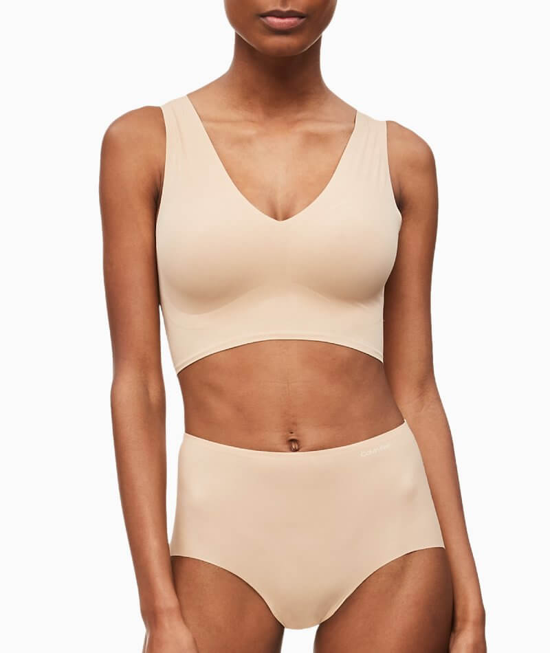 Calvin Klein Invisibles Comfort Lightly Lined V-Neck Bralette - Bare Bras