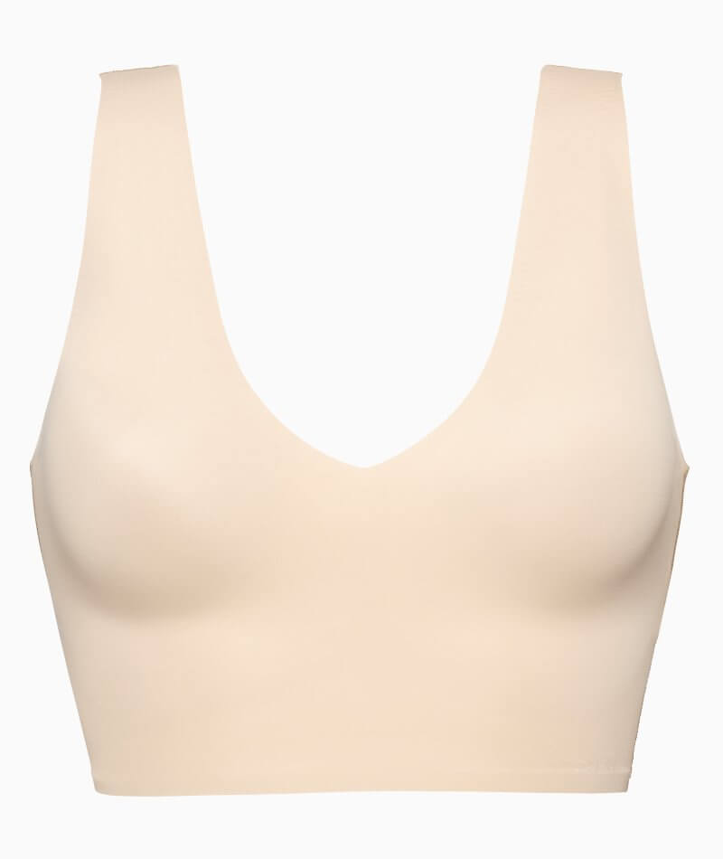 Calvin Klein Invisibles Comfort Lightly Lined V-Neck Bralette - Bare Bras