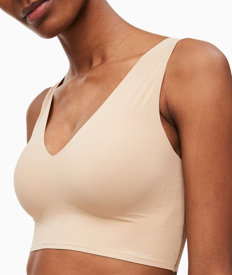 Calvin Klein Invisibles Comfort Lightly Lined V-Neck Bralette - Bare Bras