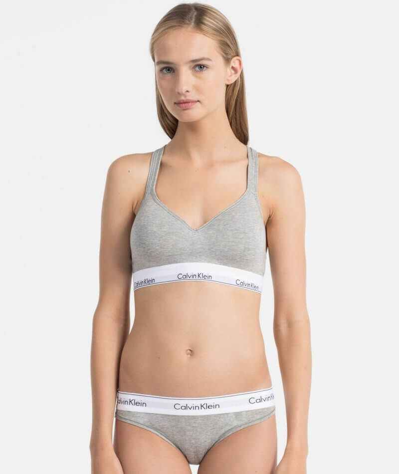 Calvin Klein Modern Cotton Lightly Lined Bralette - Grey Heather - Curvy  Bras