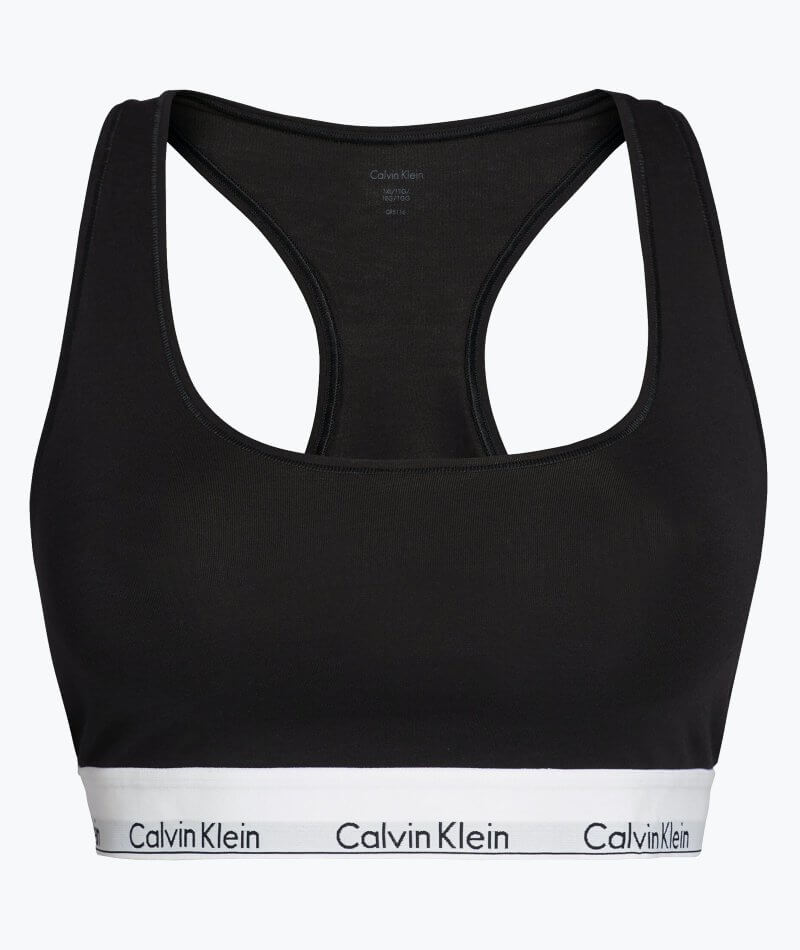Calvin Klein Modern Cotton Unlined Bralette - Black - Curvy Bras