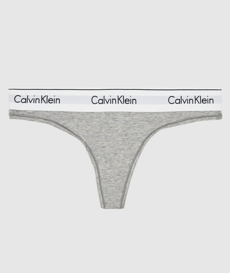 Calvin Klein Modern Cotton Thong - Grey Heather - Curvy Bras