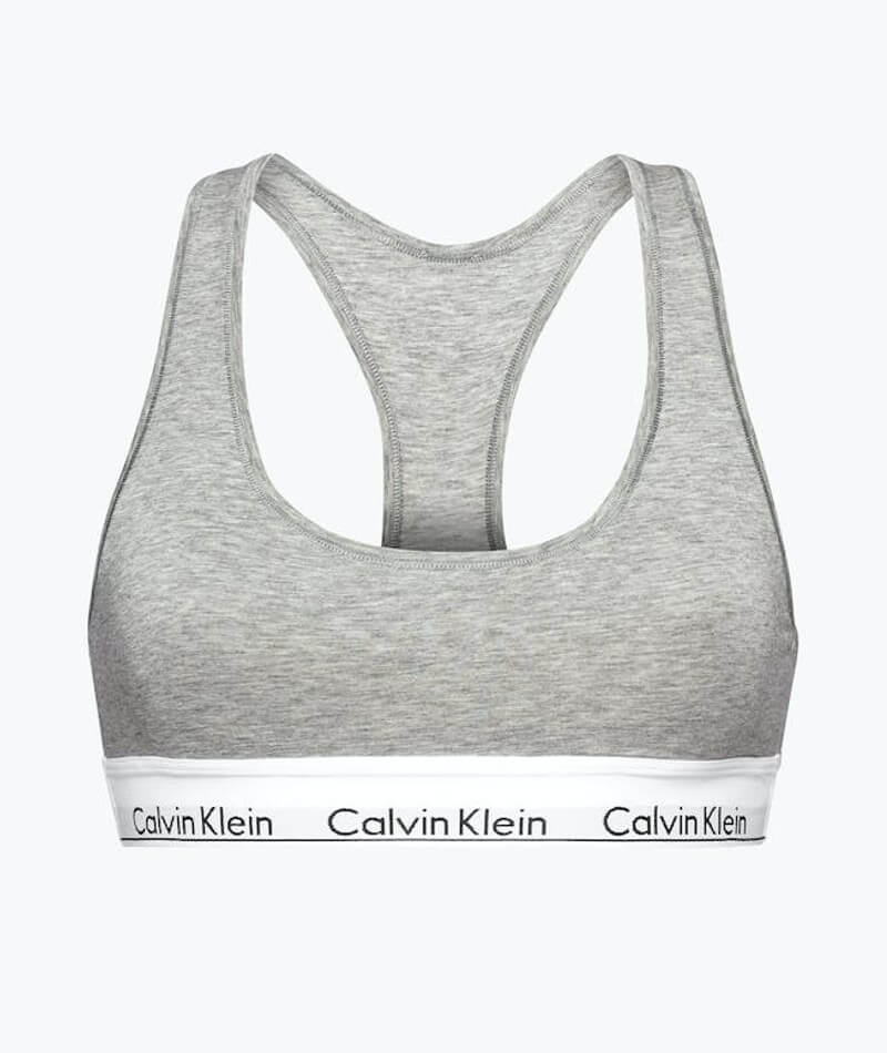 Medicin damper Overtræder Calvin Klein Modern Cotton Unlined Bralette - Grey Heather - Curvy Bras