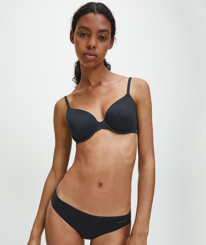 Calvin Klein 1129 Womens Black Signature Modern T-Shirt Bra Size 34D