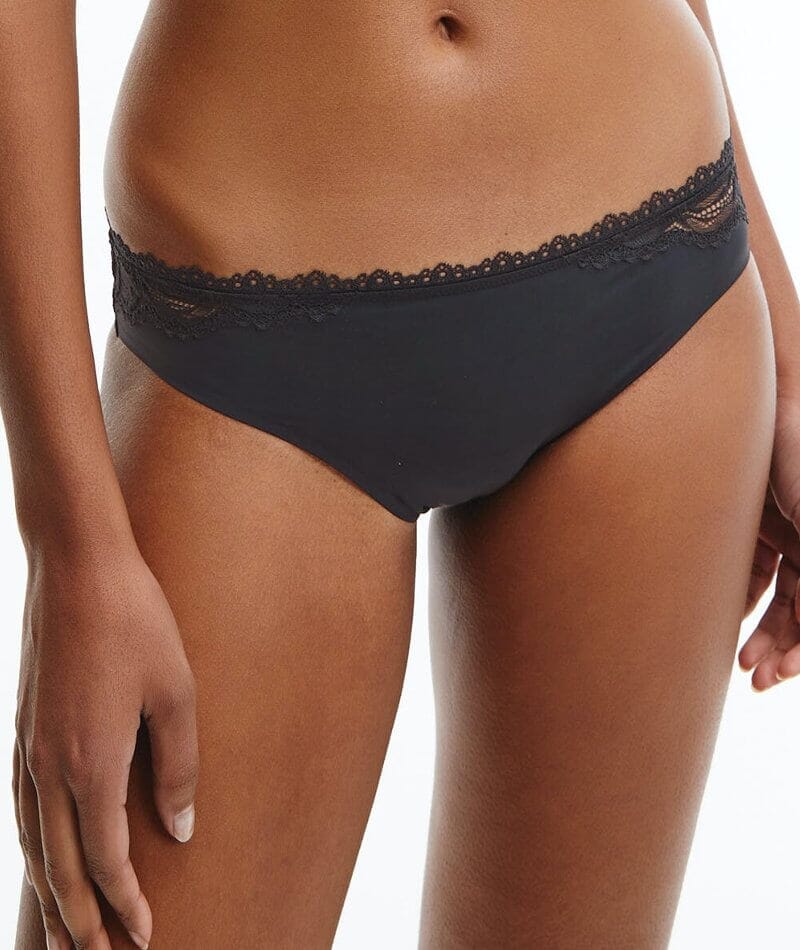 Calvin Klein Seductive Comfort Lotus Floral Bikini Brief - Black Knickers