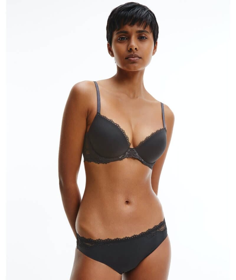 Calvin Klein Seductive Comfort Lotus Floral Bikini Brief - Black Knickers