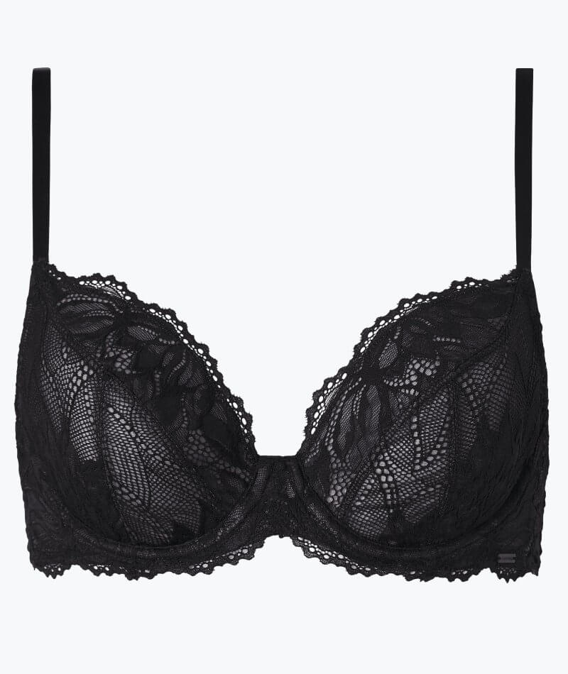 Calvin Klein Seductive Comfort Lotus Floral Full Coverage Bra - Black Bras