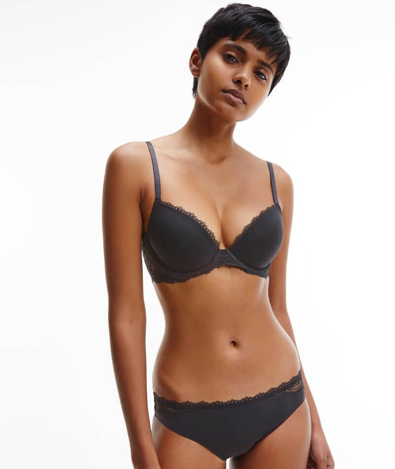 Calvin Klein Seductive Comfort Lotus Floral Bikini Brief - Black - Curvy Bras Calvin Klein Seductive Comfort Lotus Floral Bikini Brief - Black - Curvy Bras