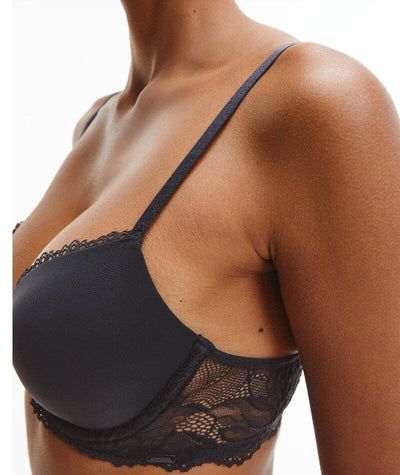 Calvin Klein Seductive Comfort Lotus Floral Lift Demi Bra - Black Bras