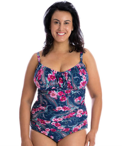 Capriosca Ruched Underwire One Piece Swimsuit - Vintage Paisley Swim