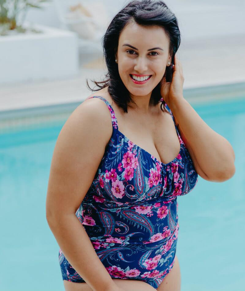 Capriosca Ruched Underwire One Piece Swimsuit - Vintage Paisley Swim