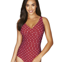 Sea Level Retro Spot Cross Front B-DD Cup One Piece Swimsuit - Berry