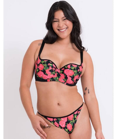 Curvy Kate Boost in Bloom Thong - Print Mix Black Knickers