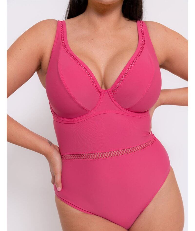Curvy Kate First Class Plunge Swimsuit - Pink Swim