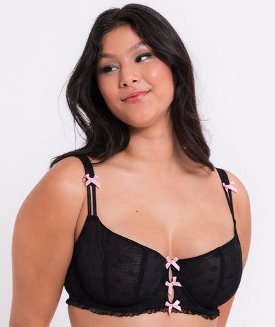 Curvy Kate Frill Me Balcony Bra - Black/Pink Bras