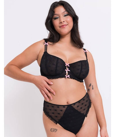 Curvy Kate Frill Me Balcony Bra - Black/Pink Bras