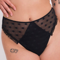 Curvy Kate Frill Me High Waist Thong - Black/Pink