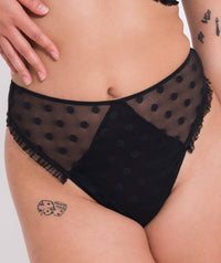 Curvy Kate Frill Me High Waist Thong - Black/Pink