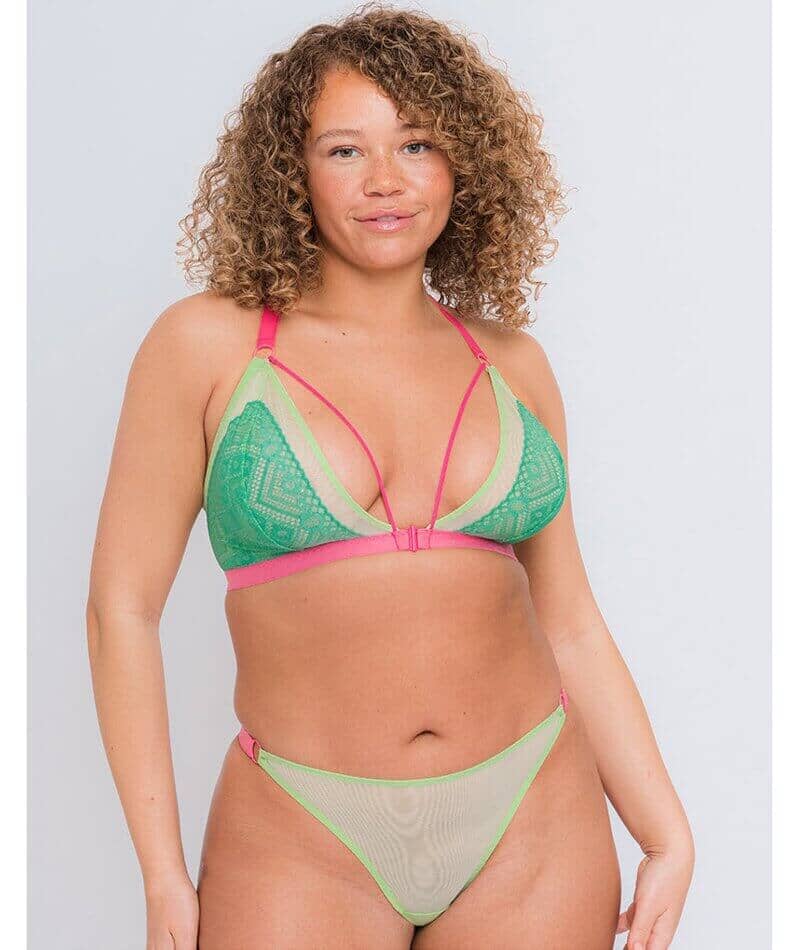 Curvy Kate Front and Centre Brazilian Brief - Mint/Pink Green Knickers