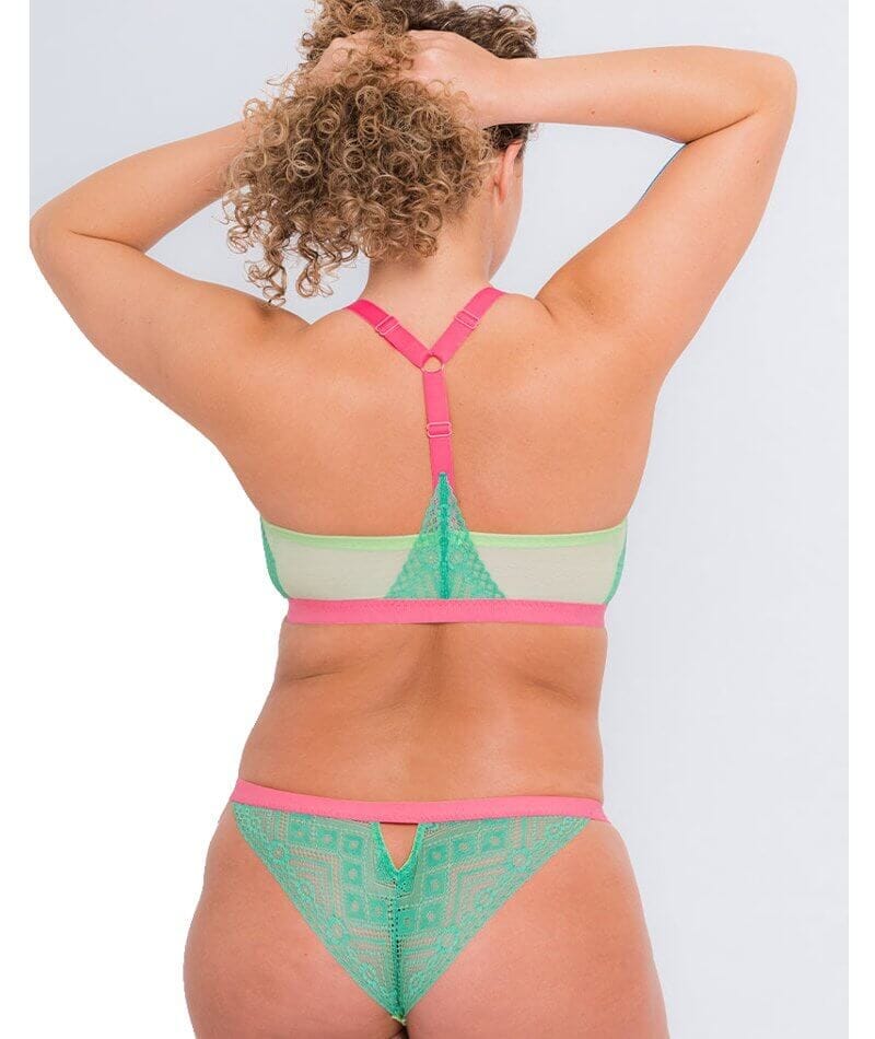 Curvy Kate Front and Centre Wire-free Bralette - Mint/Pink Green