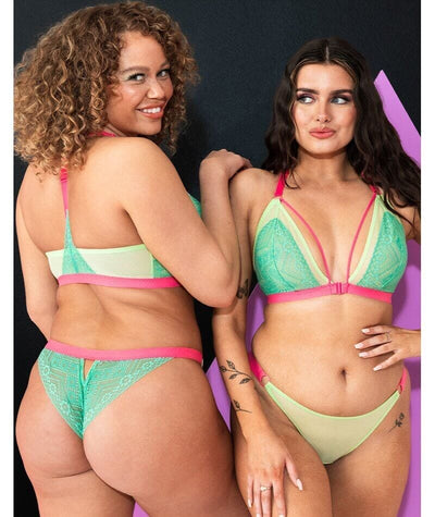 Curvy Kate Front and Centre Wire-free Bralette - Mint/Pink Green Bras