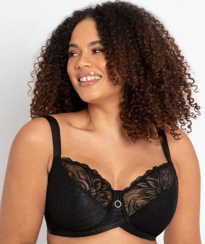 Shape Black Lace Tie Front Bra, Curve