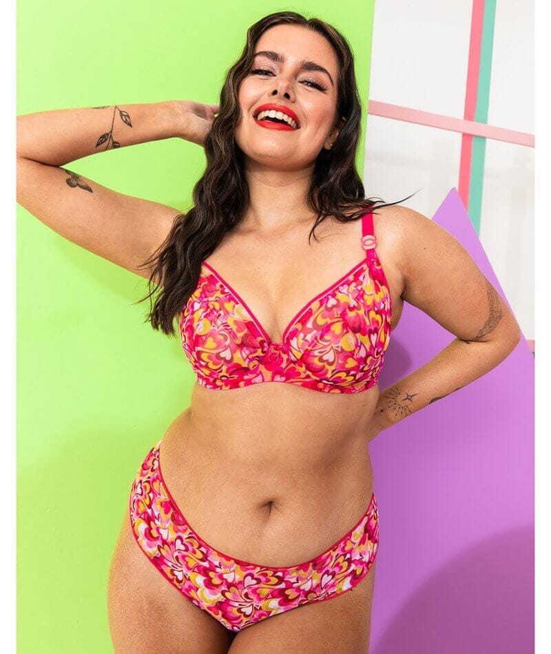 Curvy Kate Lifestyle Plunge Bra - Pink Hearts Multicolour Bras