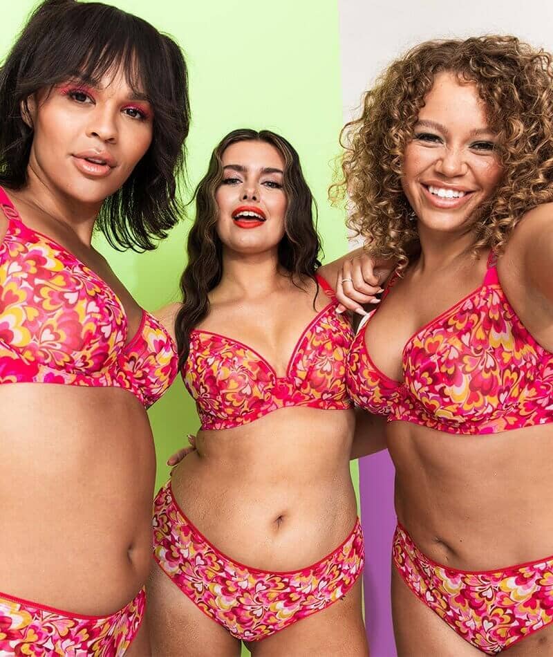 Curvy Kate Lifestyle Plunge Bra - Pink Hearts Multicolour Bras