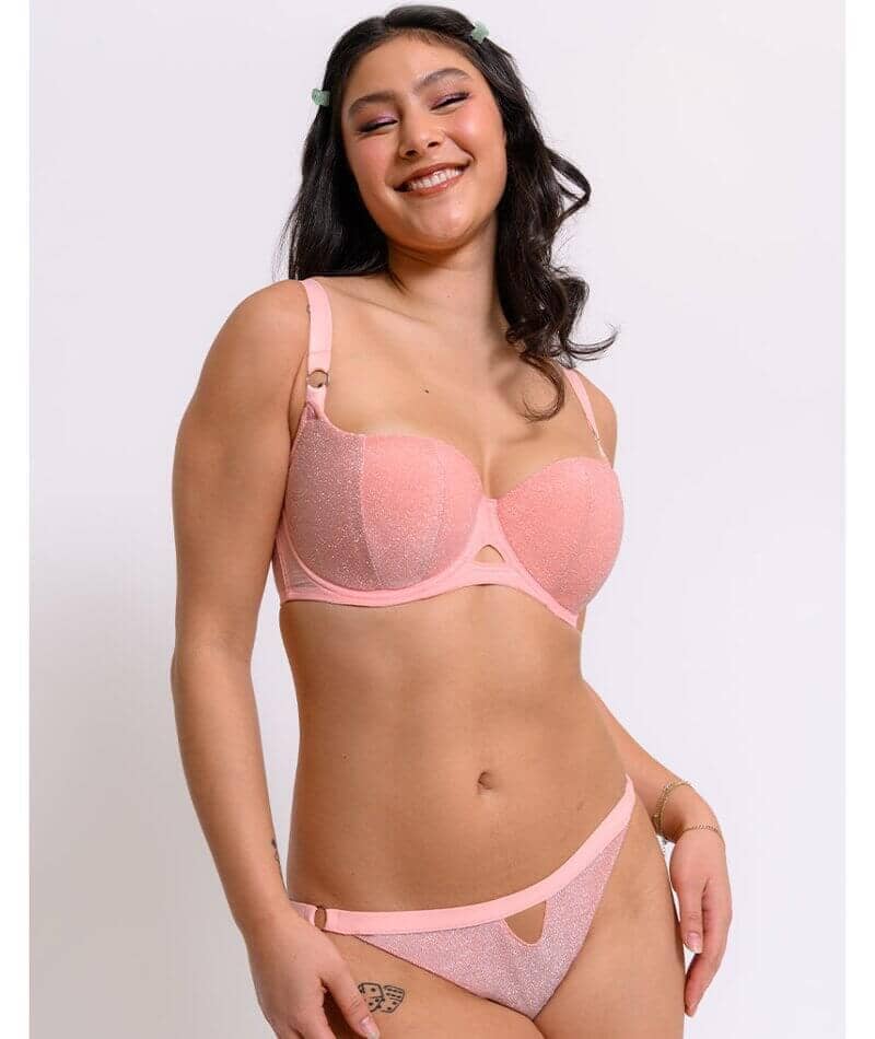 Curvy Kate Lift Off Padded Balcony Bra - Rose Sparkle Bras