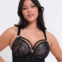 Curvy Kate Non-Stop Superplunge Longline Bra - Black/Pink