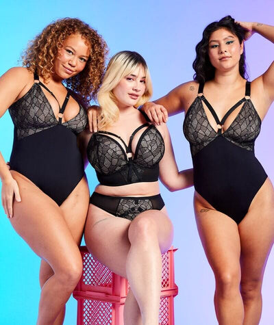 Curvy Kate Non-Stop Superplunge Longline Bra - Black/Pink Bras